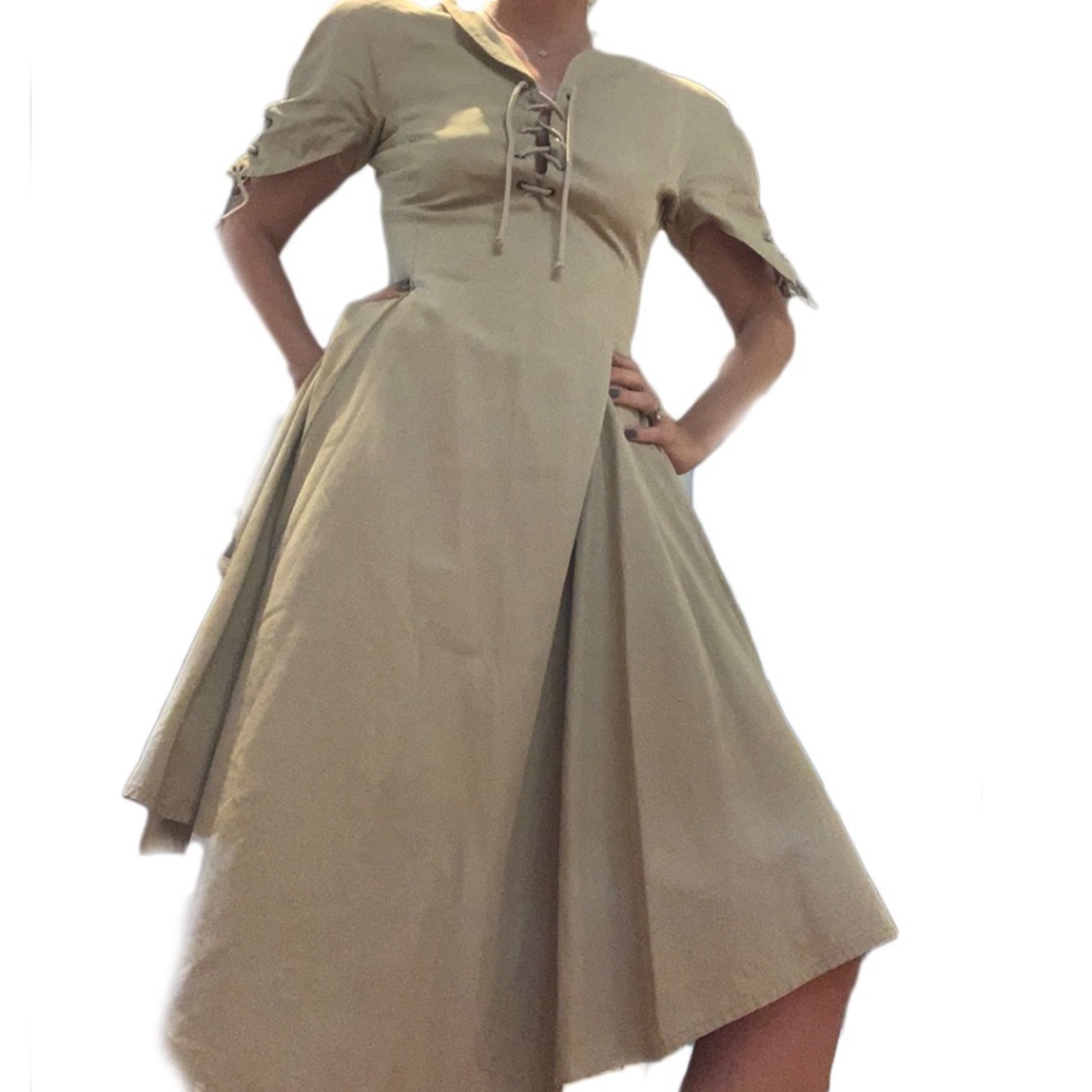 VINTAGE Bill kaiserman khaki trench dress - Picture 4 of 10